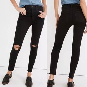 Madewell 10" High-Rise Roadtripper Supersoft Jeans Davie Wash Knee-Rip 32P Black